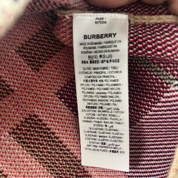 NEW & Authentic Burberry sweater in cotton blend piqué, jacquard-knitted Small. - Picture 8 of 10